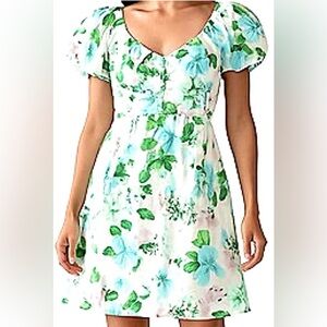 Floral Print Dress with Short Sleeves -only worn once.